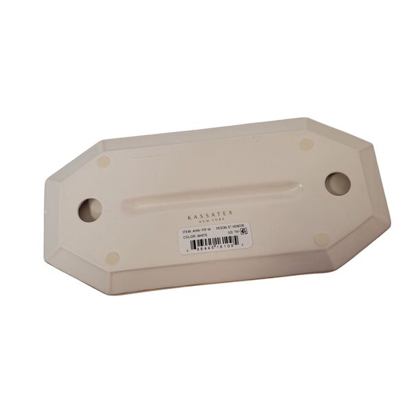 Kassatex St. Honore Rectangular Porcelain Tray With Gold Trim Bath Accessories - Picture 3 of 11